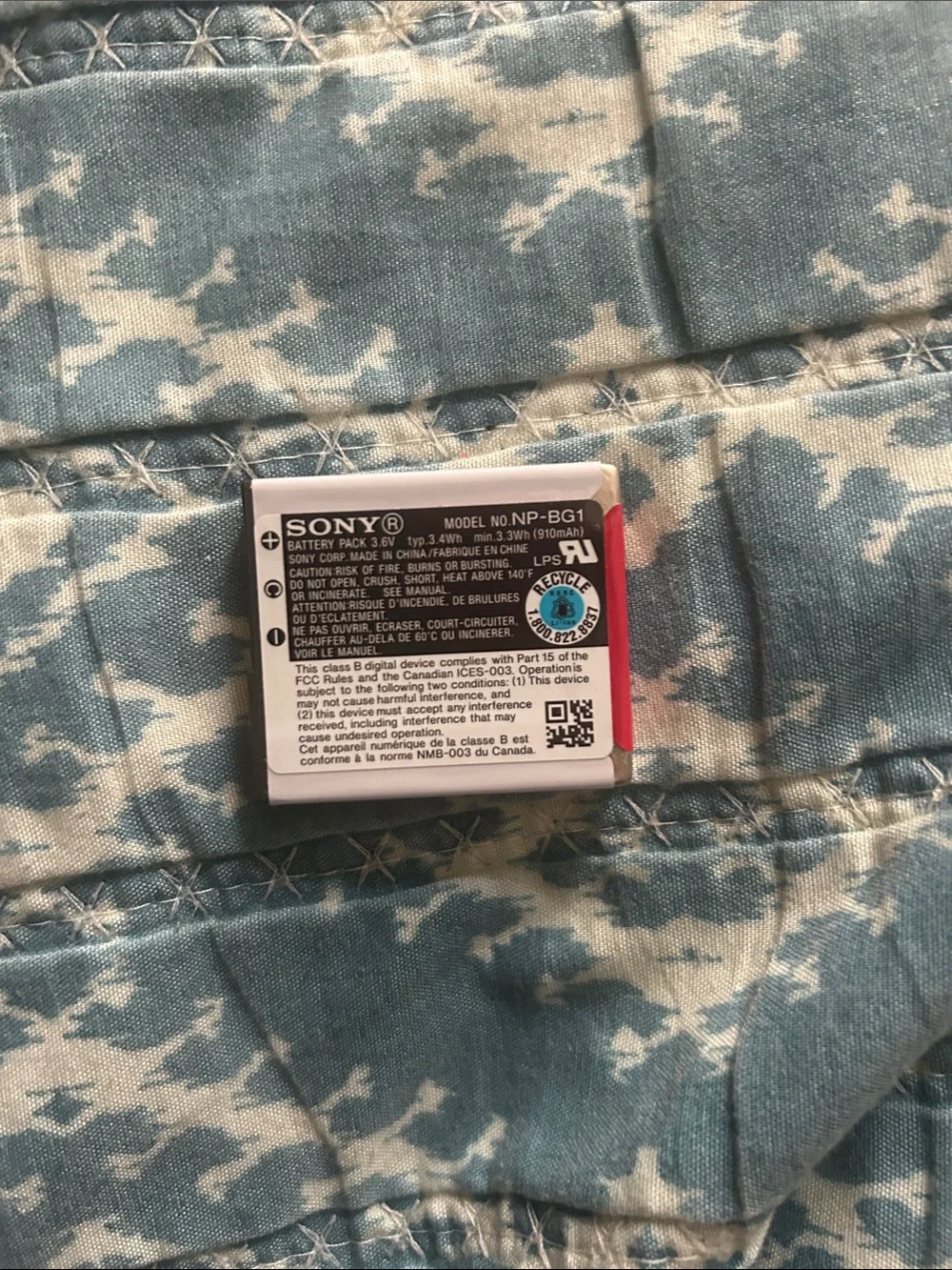 Sony NP-BG1 Camera Battery — White with Red Accent